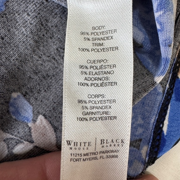 WHBM Sleeveless Black Floral‎ Mini Dress Ruffle Collar Size Medium Whimsigoth - Picture 8 of 13